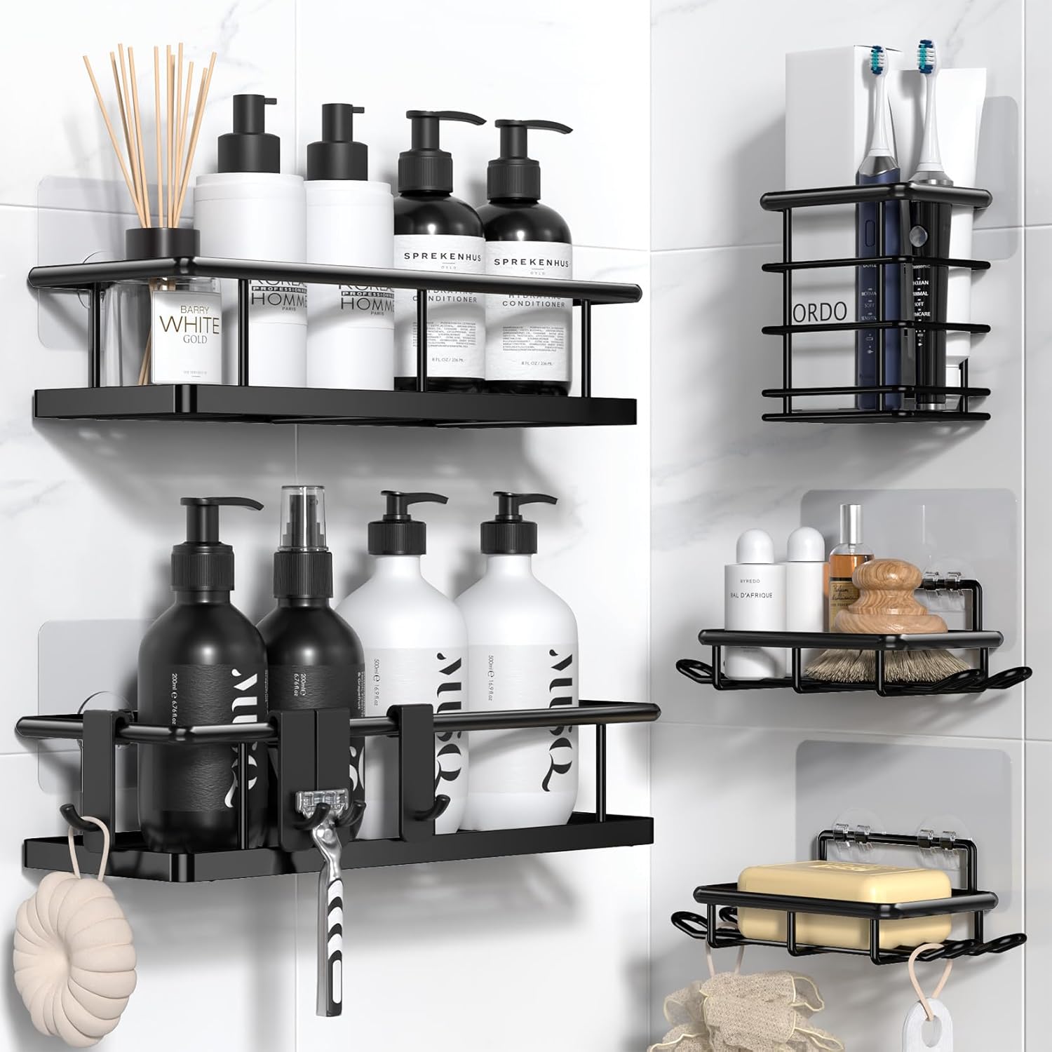 Półki prysznicowe YASONIC YS-K-420 5 szt bez wiercenia czarne organizer