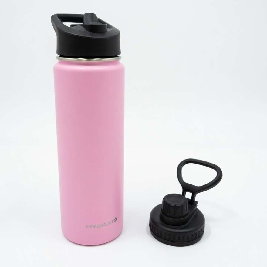 Bidon termiczny 700ml stalowy 2 nakrętki butelka na wodę zimne ciepłe