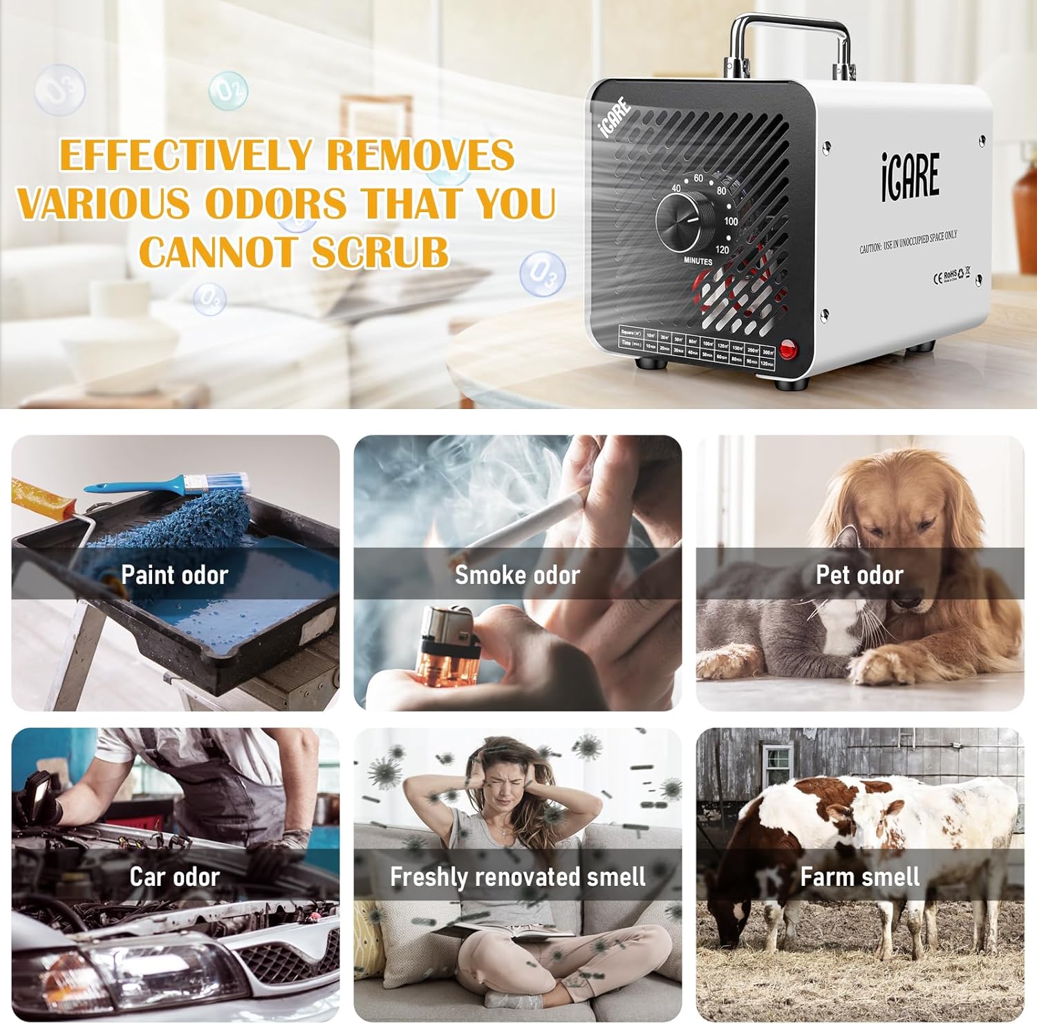 Generator ozonu 30 000 mg/h, do 300m2, timer 120 min