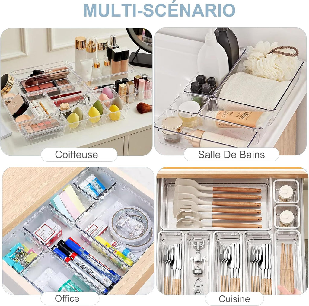 Organizer do szuflady 16 el zestaw 5 rozmiarów przezroczysty