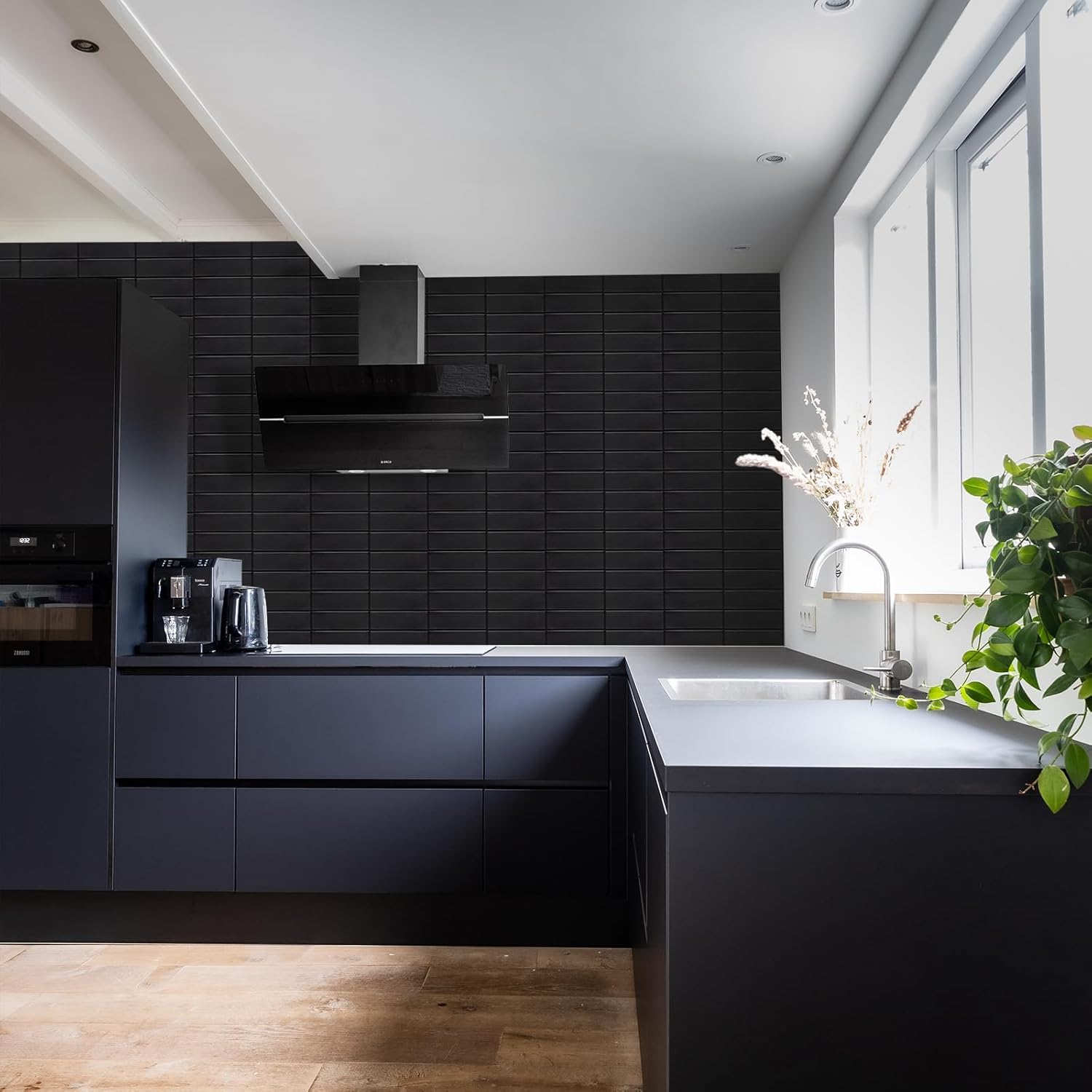 Płytki ścienne 3D WoStick  czarne 10szt samoprzylepne do kuchni łazienki