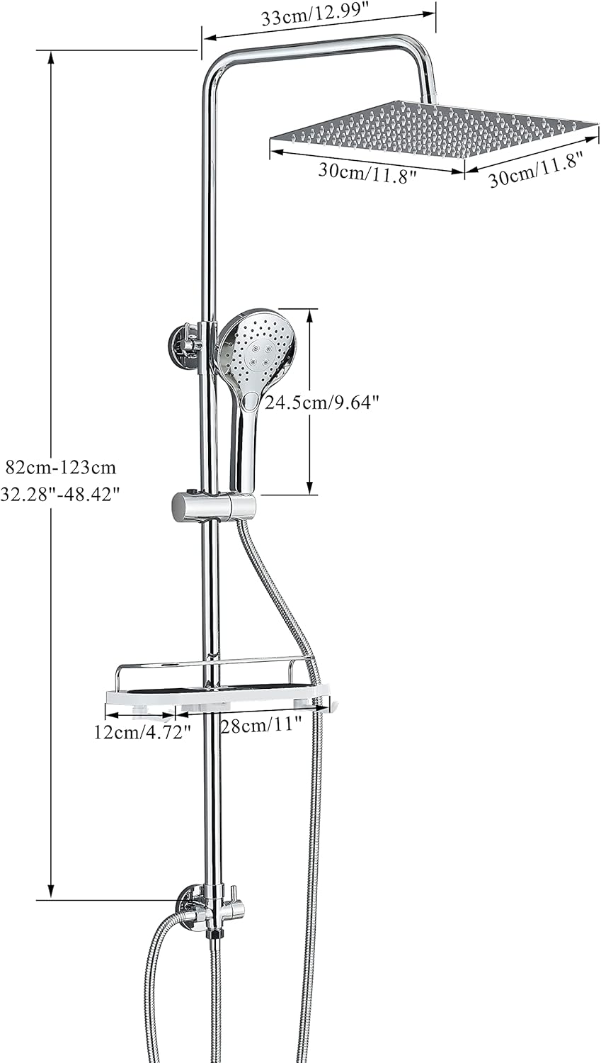 System prysznicowy hevenaov 30x30 deszczownica chrom