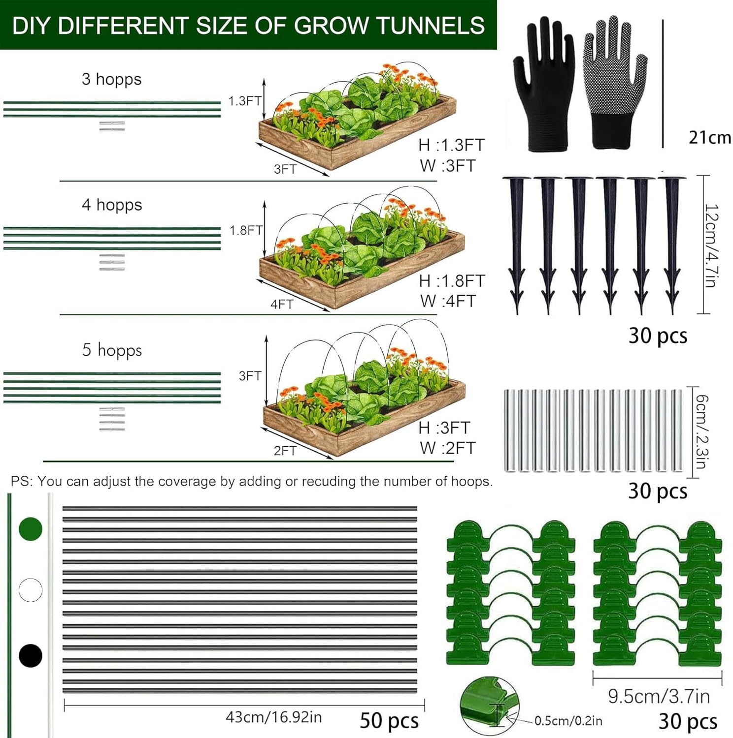 Tunel ogrodowy zestaw 30 łuków do roślin szklarnia DIY