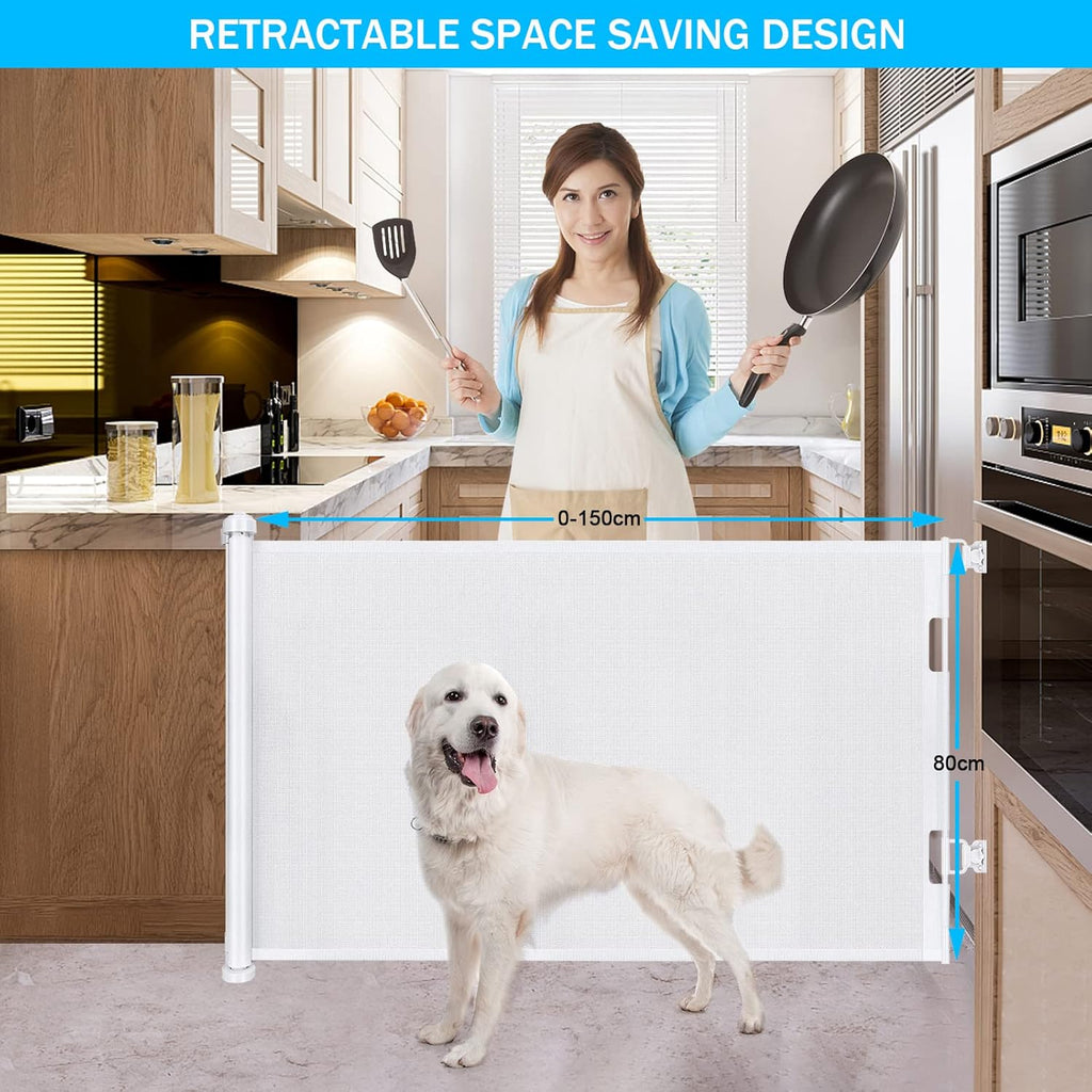 Barierka dziecięca Wodondog biała 0-150cm 83cm wysoka