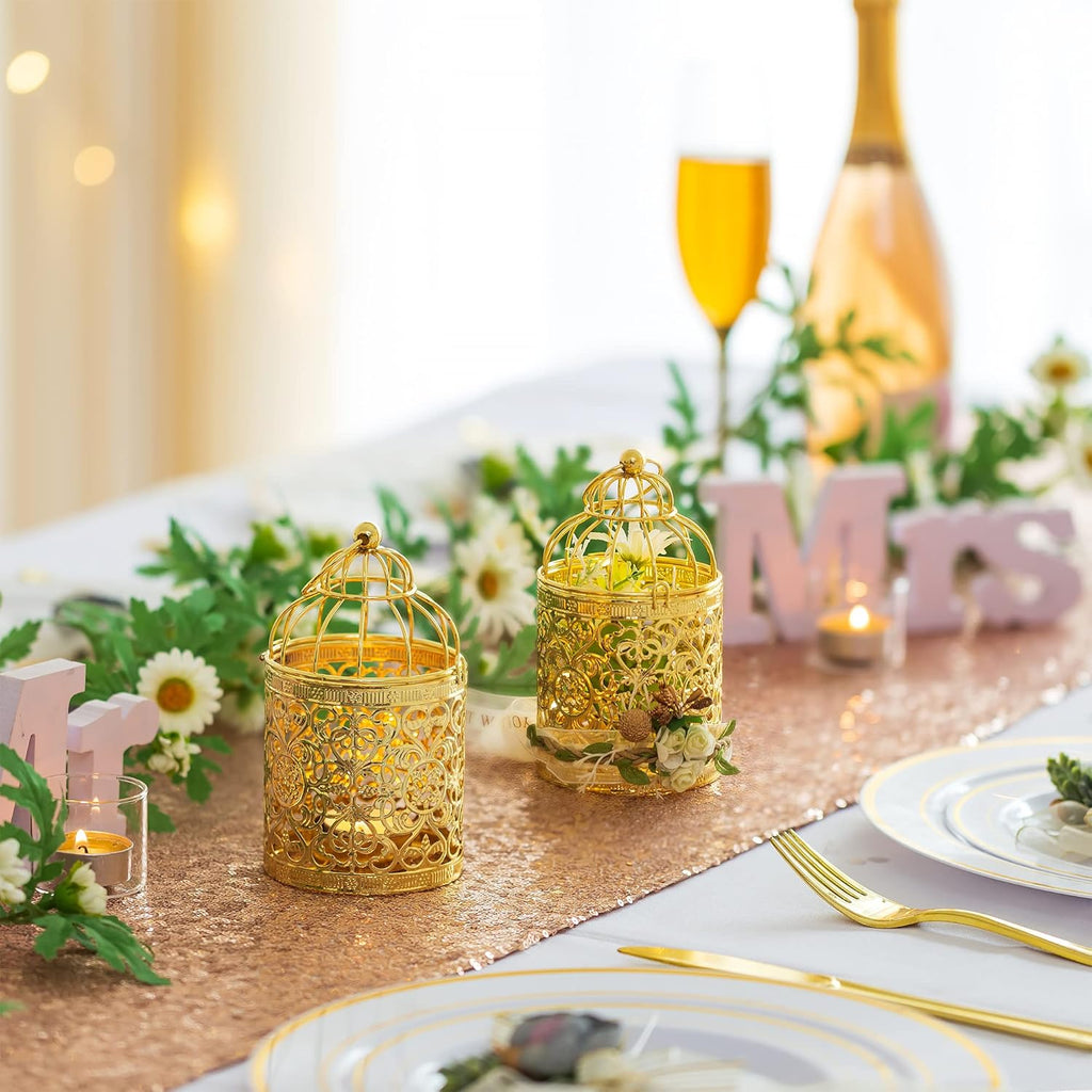 2x Latarnia na świecznik złote