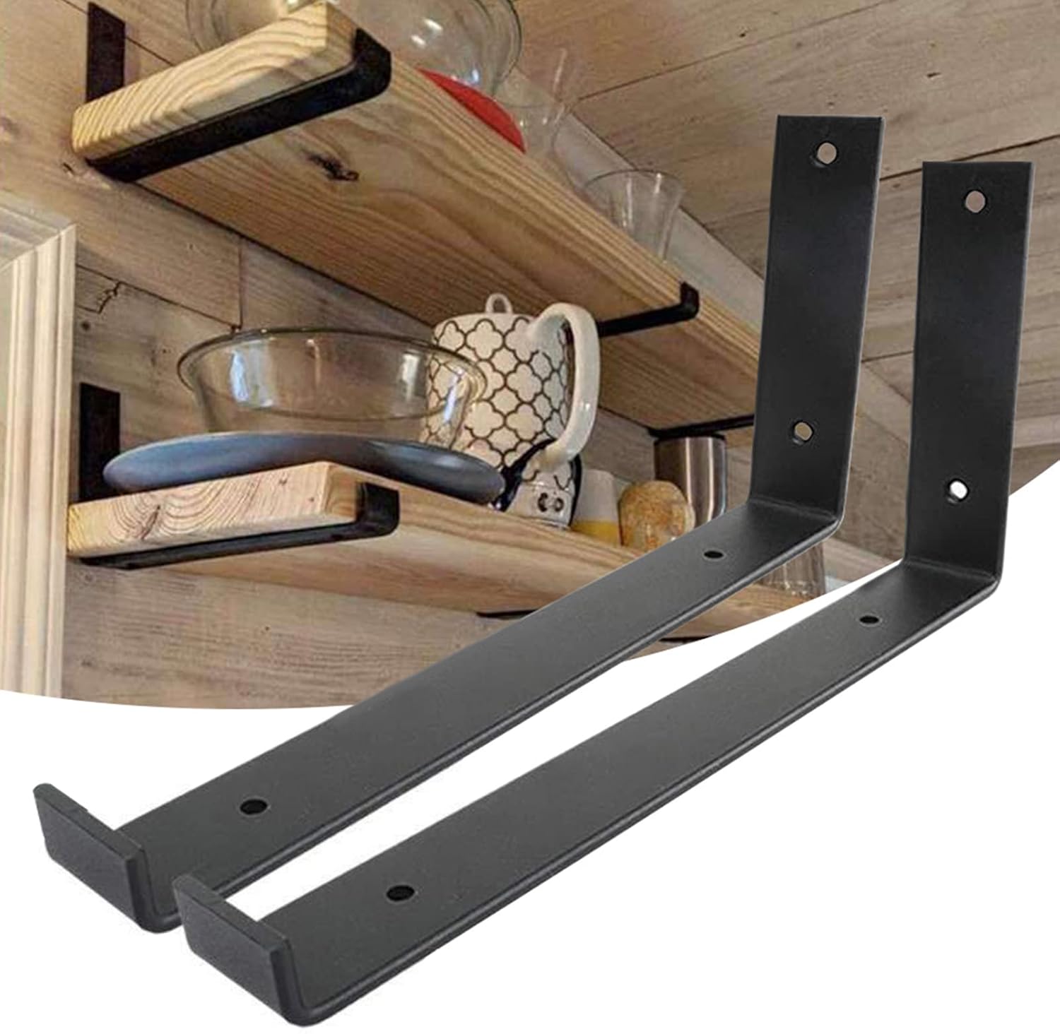 Wsporniki półki ścienne metalowe czarne 4 szt mocne stal