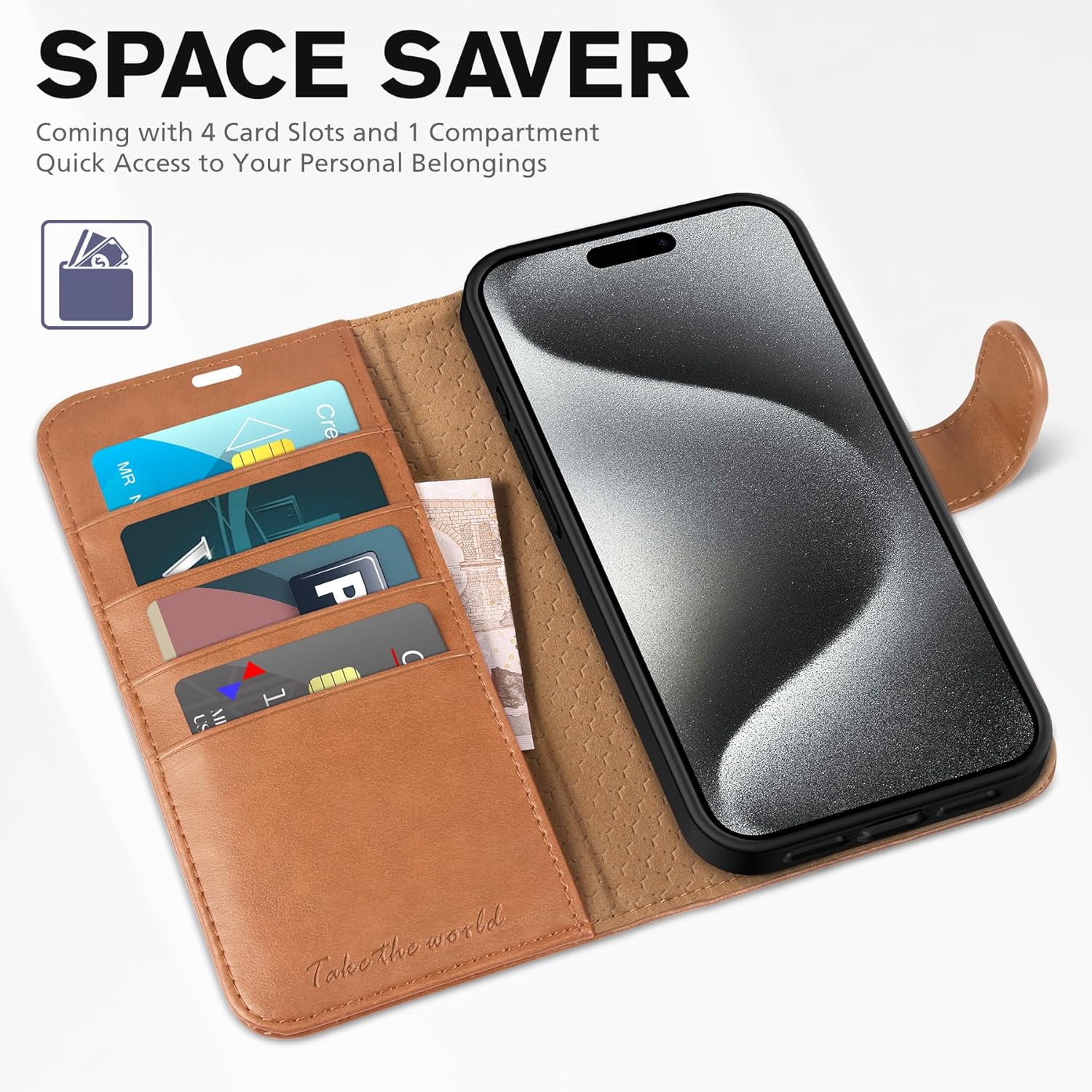 TUCCH Etui z Portfelem do iPhone 15 Pro