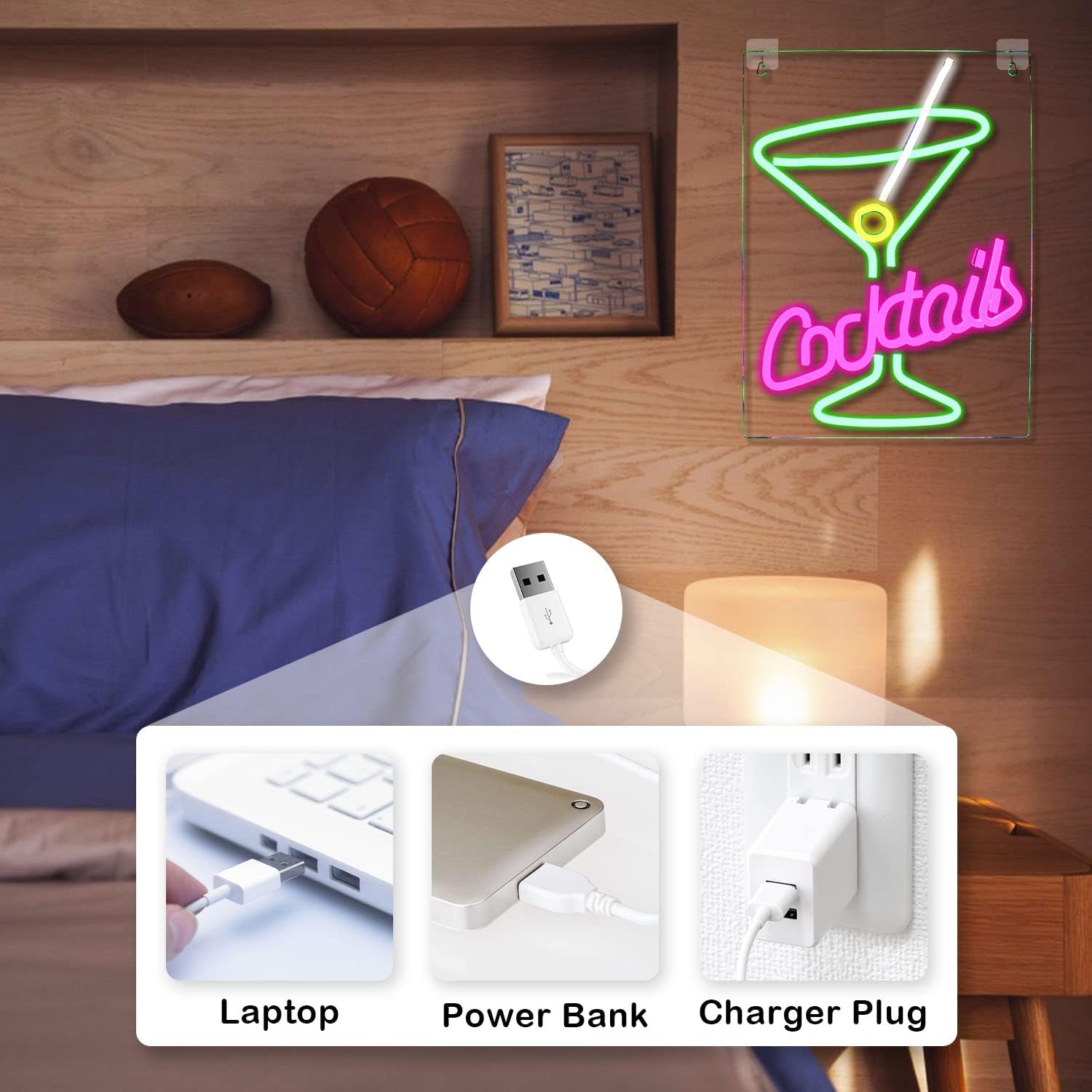 Neon Looklight Koktajlowy różowy zielony USB