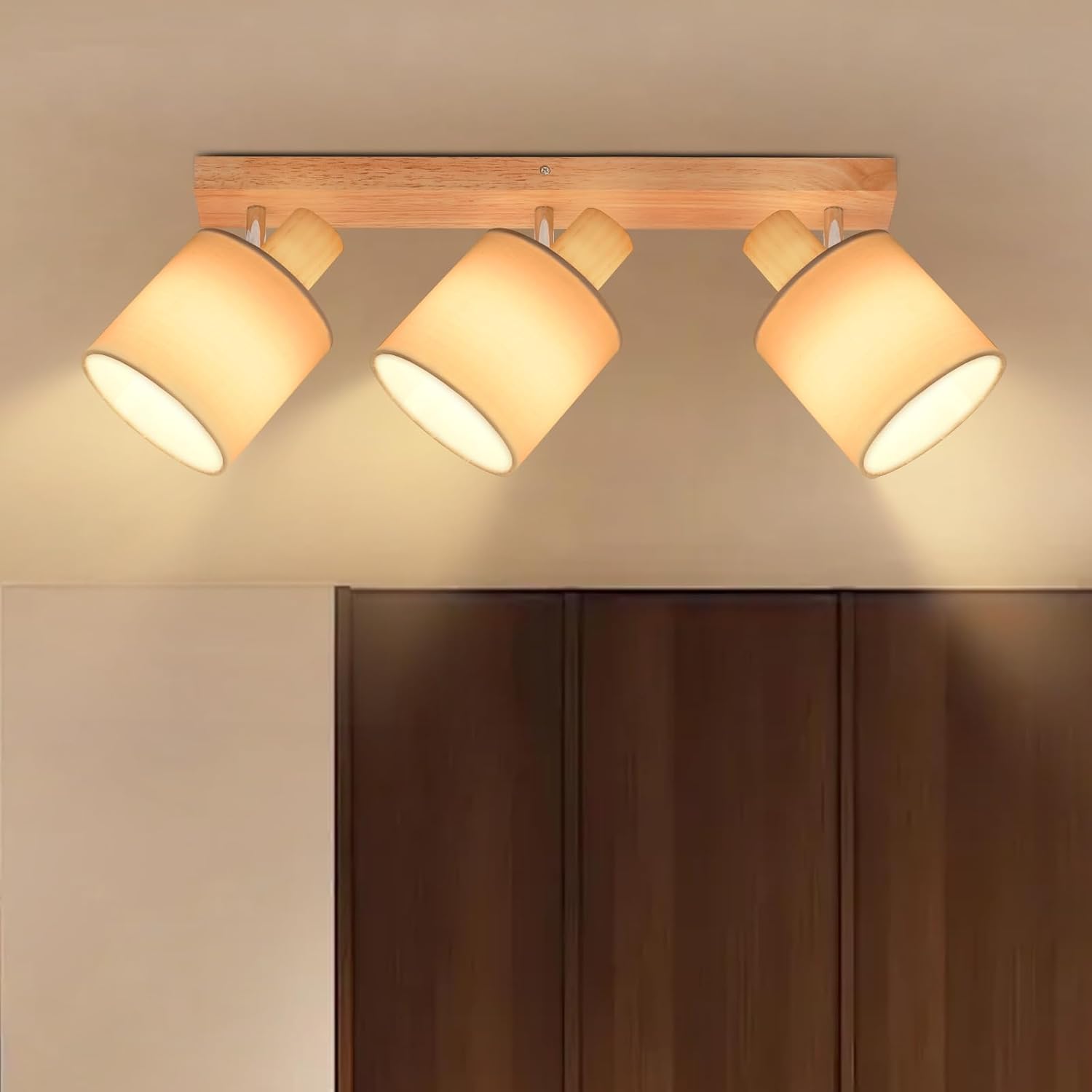 Lampa Sufitowa z Drewnianymi Detalami E14