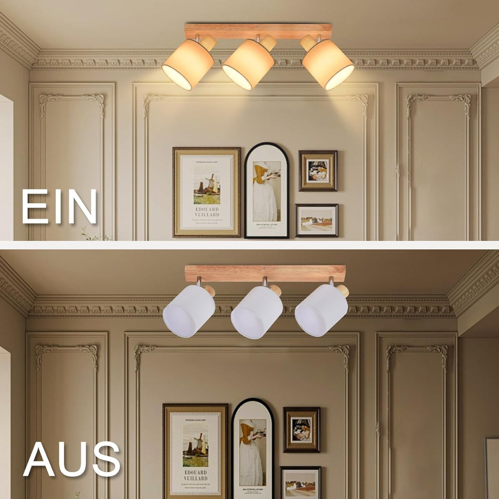 Lampa Sufitowa z Drewnianymi Detalami E14