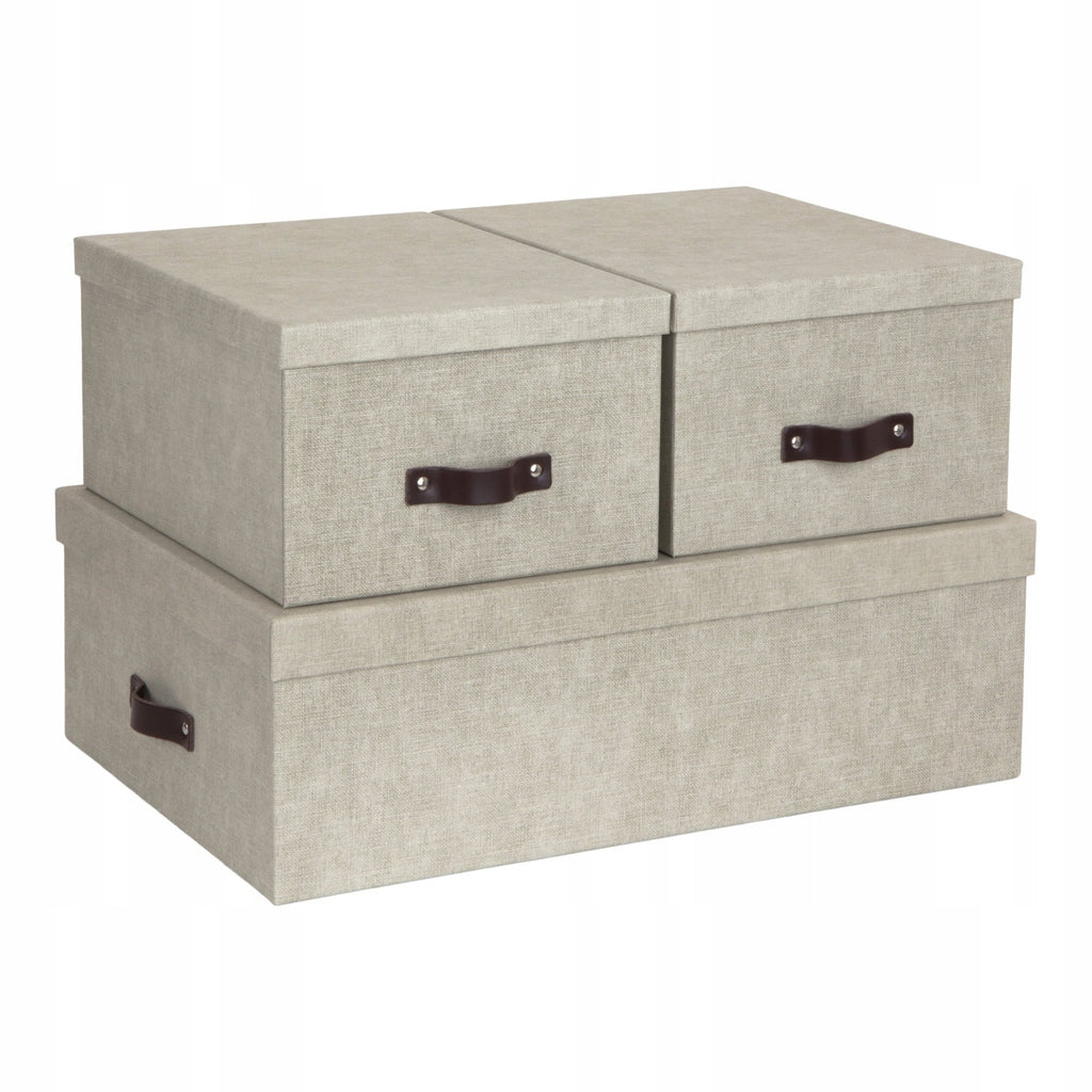 BIGSO BOX - INGE - Zestaw 3 pudełek na dokumenty - lniany