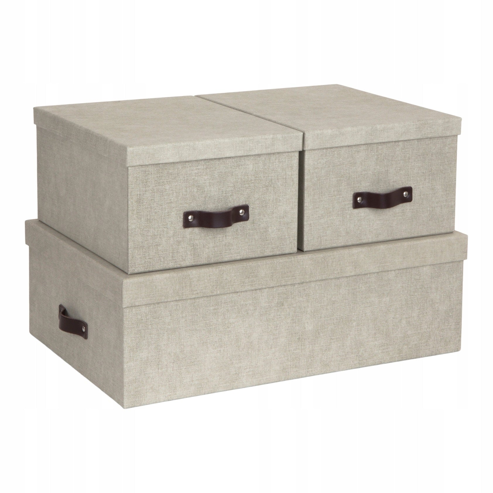 BIGSO BOX - INGE - Zestaw 3 pudełek na dokumenty - lniany