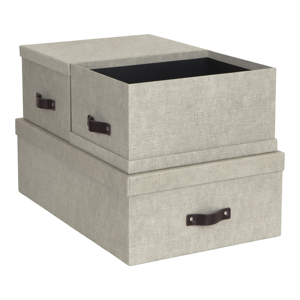 BIGSO BOX - INGE - Zestaw 3 pudełek na dokumenty - lniany