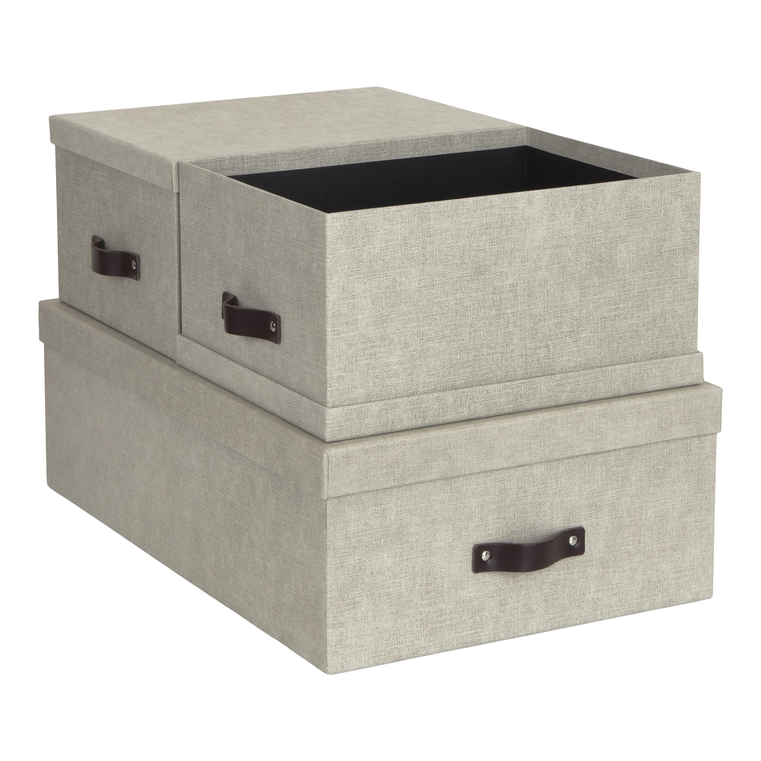 BIGSO BOX - INGE - Zestaw 3 pudełek na dokumenty - lniany