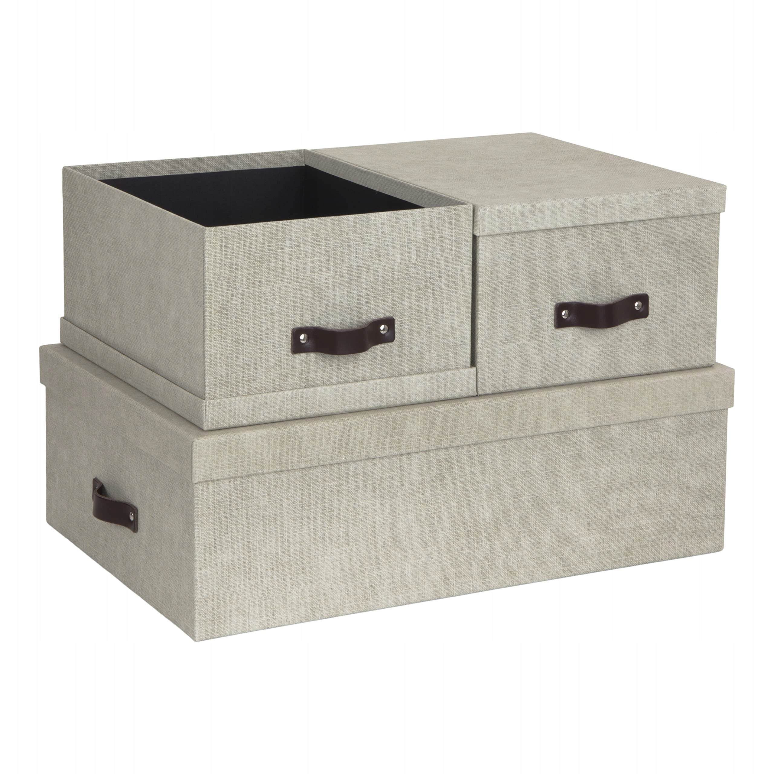 BIGSO BOX - INGE - Zestaw 3 pudełek na dokumenty - lniany