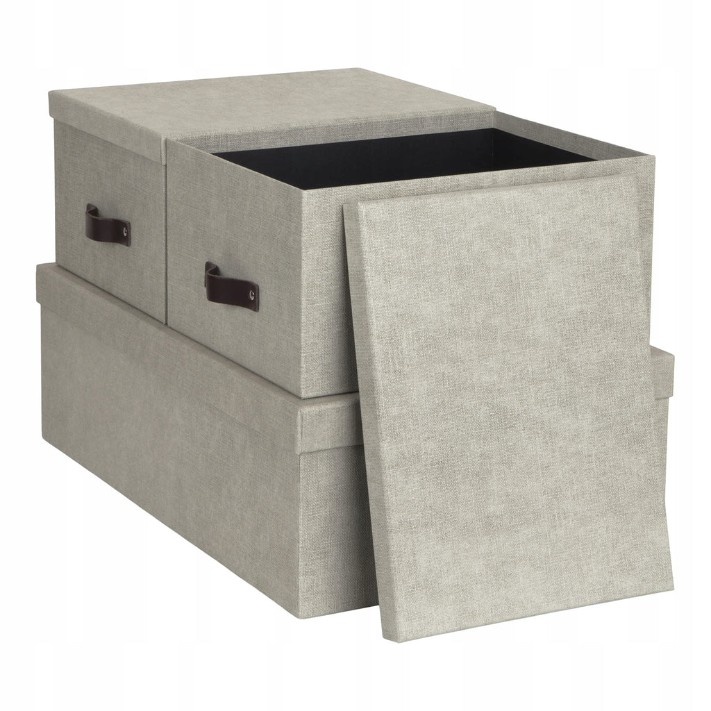 BIGSO BOX - INGE - Zestaw 3 pudełek na dokumenty - lniany