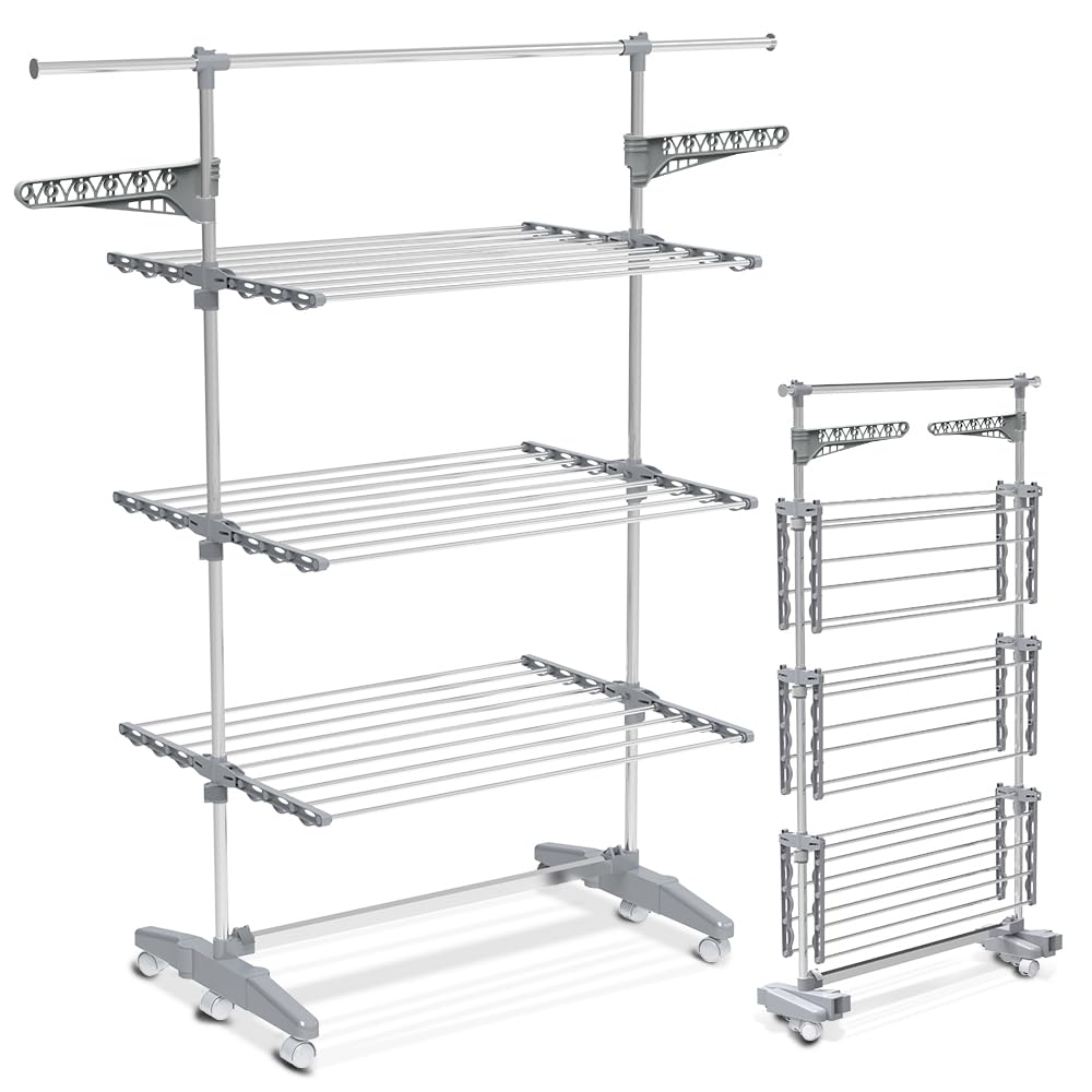 Suszarka na pranie VOUNOT 3-poziomowa składana 23 m na kółkach