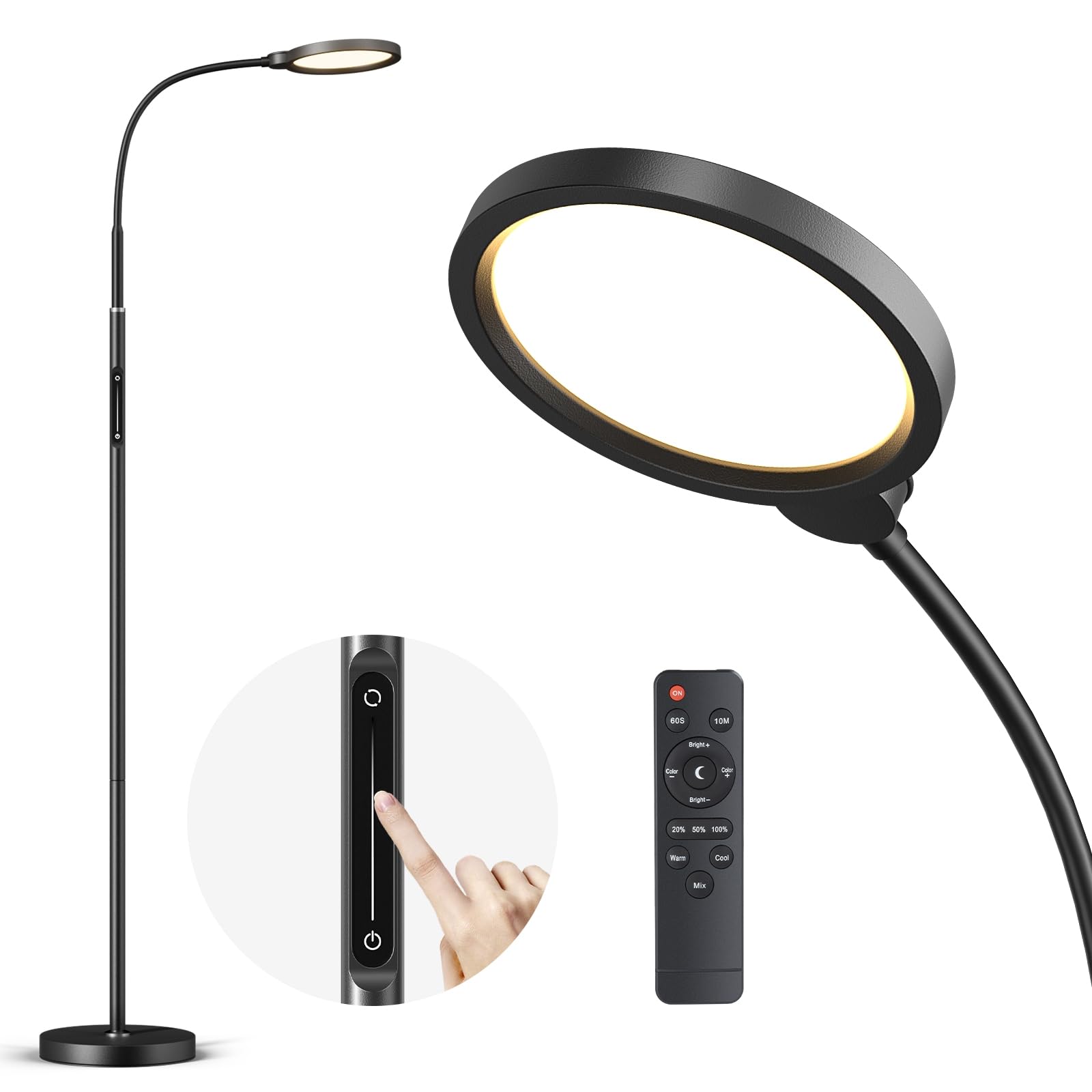 ANYTS LAMPA STOJĄCA LED ŚCIEMNIANA CZARNA