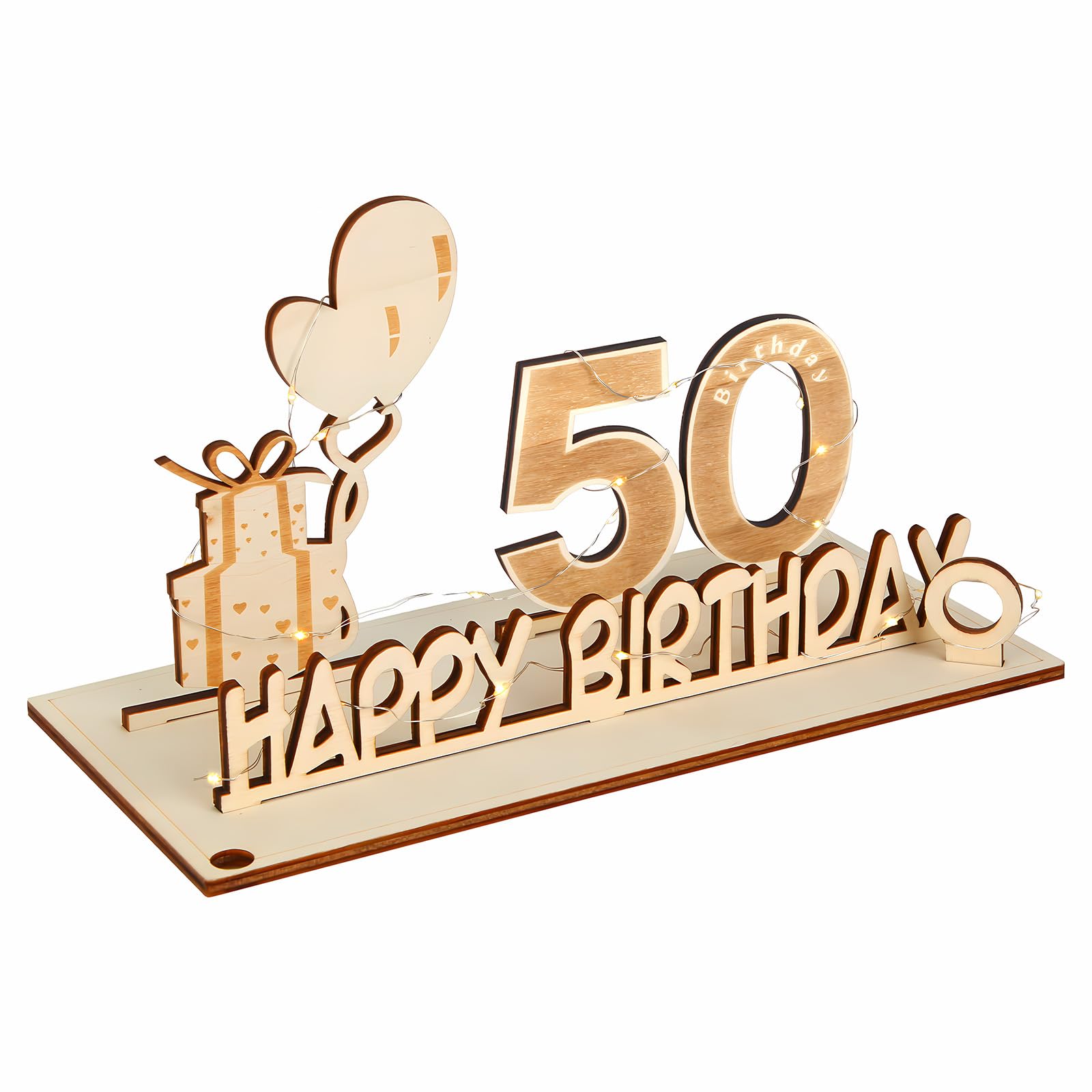 Drewniany prezent na 50 urodziny z LED