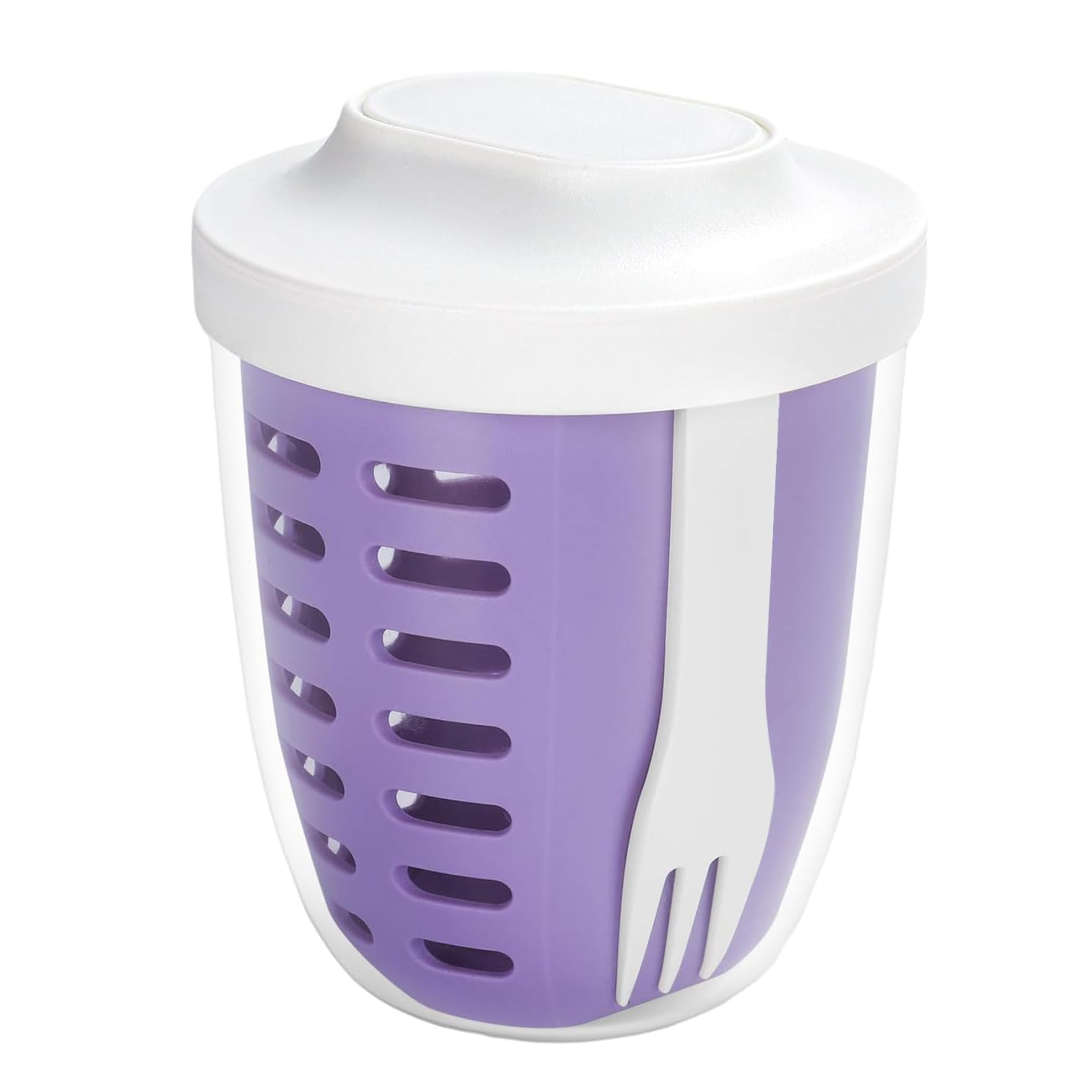 Pojemnik na owoce 650 ml z sitkiem i widelcem lunchbox kubek