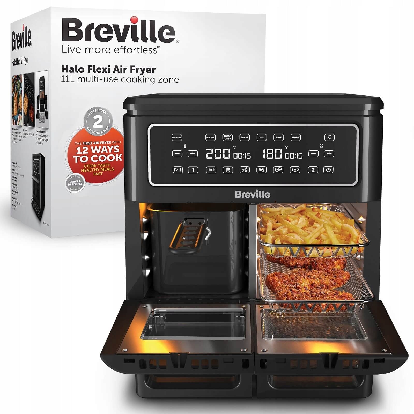 Frytkownica beztłuszczowa Breville VDF130X 11L 2400W Air Fryer dual zone