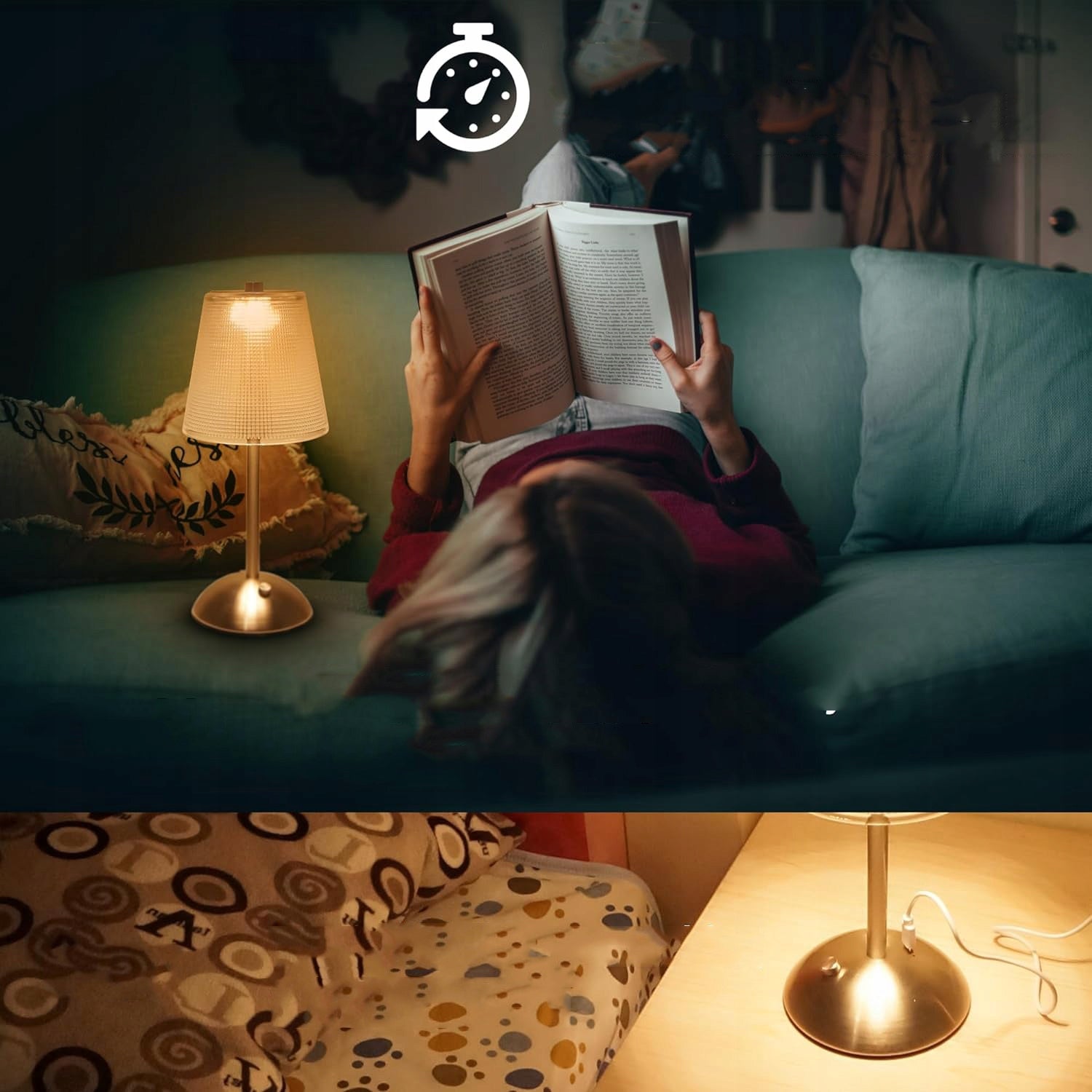 KRYSZTAŁOWA LAMPKA NOCNA STOŁOWA LED USB