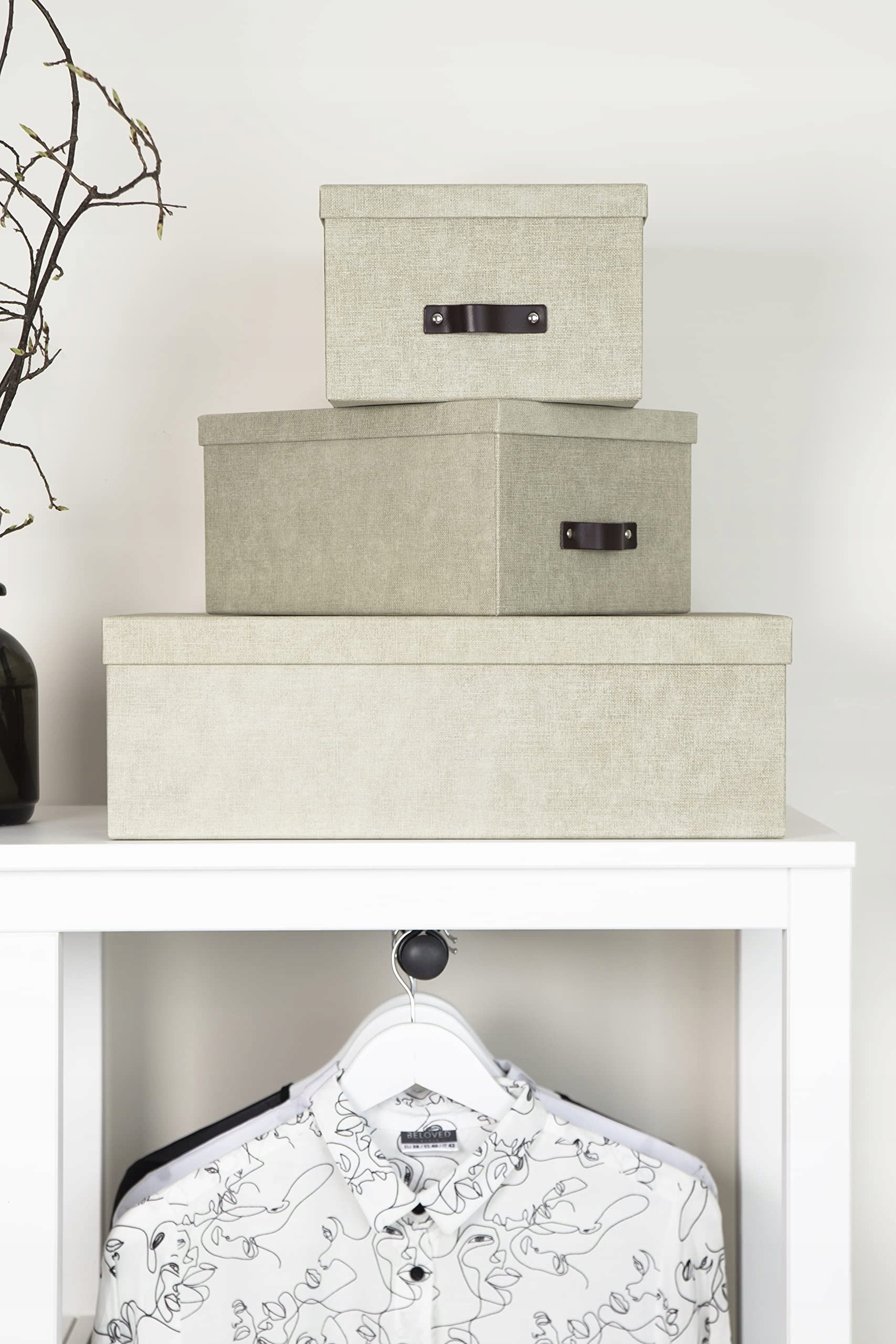 BIGSO BOX - INGE - Zestaw 3 pudełek na dokumenty - lniany